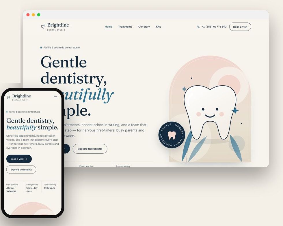 Dental website design example