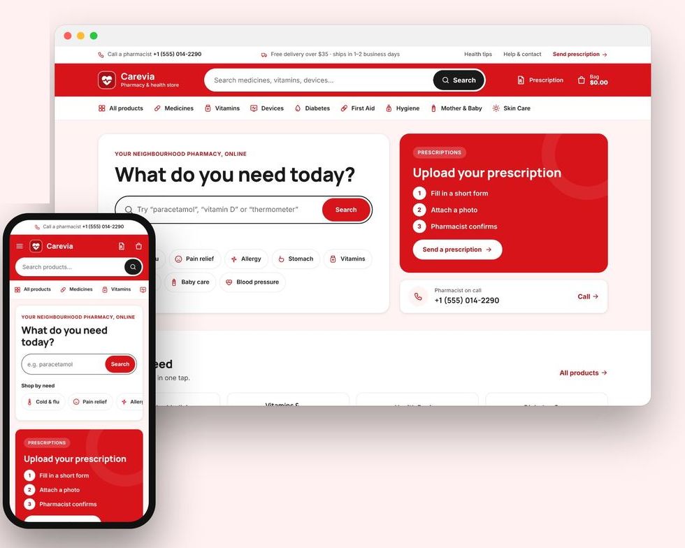 Pharmacy website design example