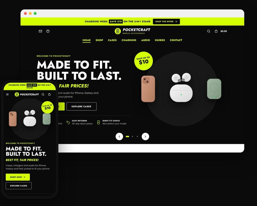 Shop website design example